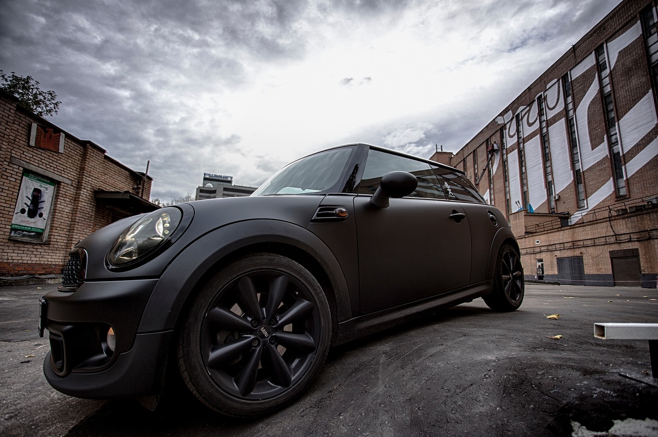 car, nature, mini cooper, classy, black, matte, mags, clouds, sky, vehicle, transportation, travel, car wallpapers, adventure
